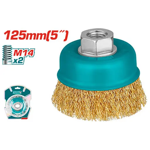 Щетка чашечная проволочная Total TAC31051, 125 мм для КШМ М14