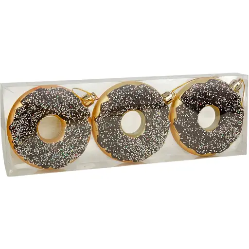 Комплект елочных украшений Chomik Пончики пластиковые 8 см коричневые 3 шт. (BAI7169)