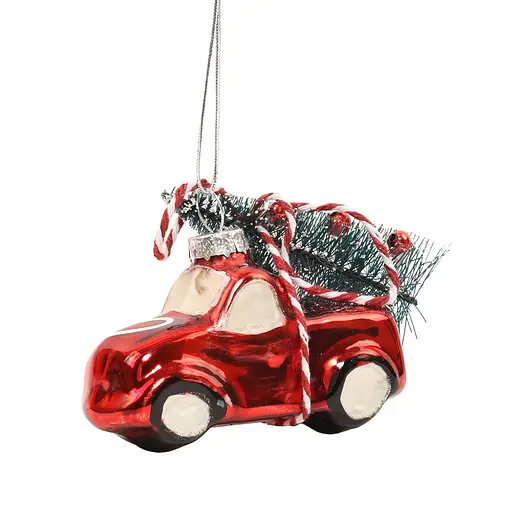 Елочное украшение "Красная машинка с елкой" 8,2*3,7*7 см, YQ1405217 - фото 2