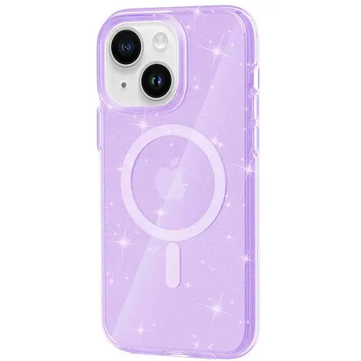 Чехол Epik TPU Galaxy Sparkle MagFit для Apple iPhone 15, 6.1 Purple+Glitter