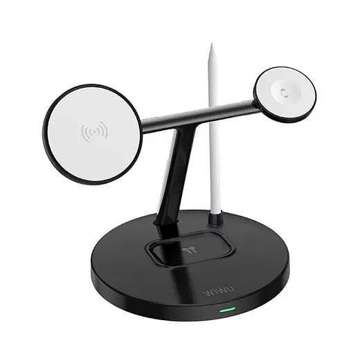 Бездротовий зарядний пристрій Wiwu Wi-W032 Magnetic Cableless Charger 4in1 Чорний - фото 1