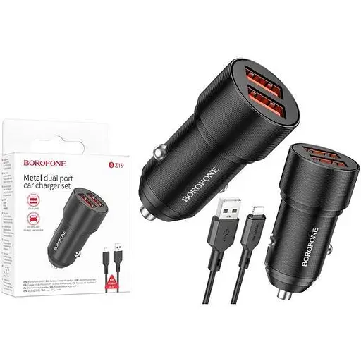 Зарядное устройство Borofone BZ19 lightning 2 x USB/2.4 A