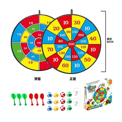 Дартс двосторонній 66х66 см, кульки та дротики на липучках 66399B-4