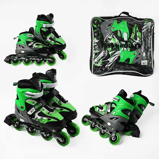 Роликові ковзани Best Roller, розмір 38-42, PU колеса, зелений, 76903-L