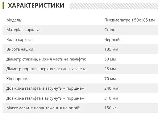 Пневмопатрон газліфт амортизатор для крісла 18 см - фото 2