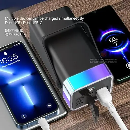 Універсальна зарядна батарея Power Bank Remax RPP-596 40000 mAh PD20W+QC22.5W з ліхтаремУніверсальна зарядна батарея Power Bank Re - фото 5