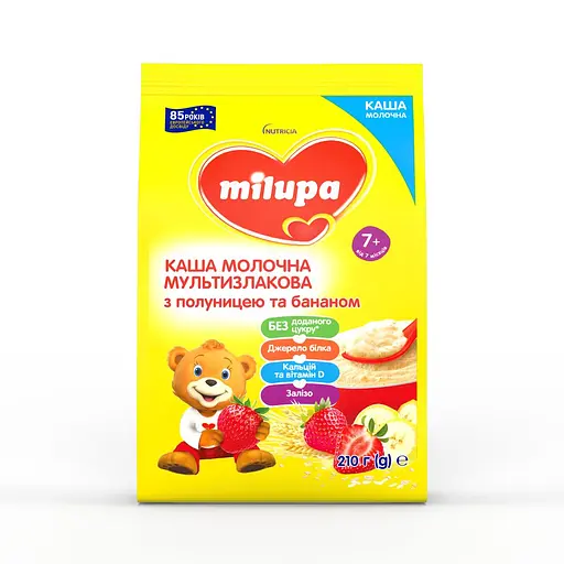 Каша молочна мультизлакова Milupa з полуницею та бананом для дітей від 7 місяців 210 г - фото 2