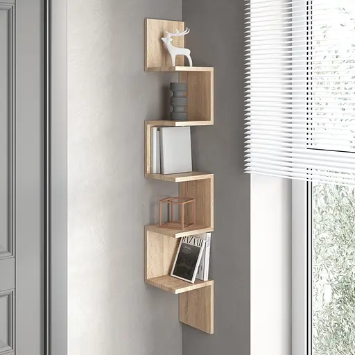 Полка настенная Vays M-9 угловая из 5 секций ЛДСП 20x20x128 см для дома офиса гостиной - фото 5