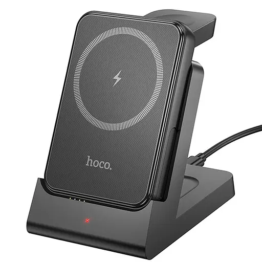 Портативний ЗП Power Bank + зарядная станция Hoco J149 Victory 3in1 magnetic з БЗП 5000 mAh Black - фото 4