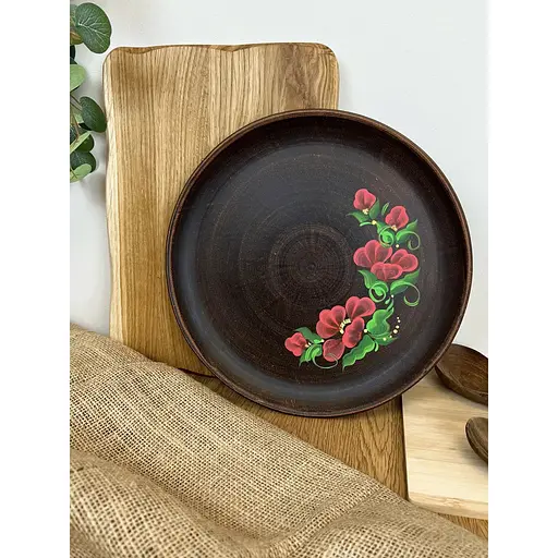 Блюдо для піци керамічна (глиняна) Мак  30 см 