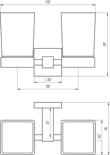 Склянка подвійна Globus Lux SQ 9428 хром матовий - фото 3