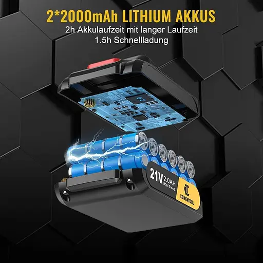 Набір акумуляторних шуруповертів Conentool 21 В, акумуляторна дриль з 2 батареями 2000 мАг, максимальний ударний дриль 42 Нм - фото 4