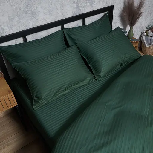 Комплект постільної білизни Moon&Star Satin Stripe Mystic Green Полуторні 143х210 наволочки 2х40х60 - фото 7