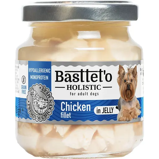Влажный корм для собак Basttet'o Holistic кусочки филе курицы в желе 130 г