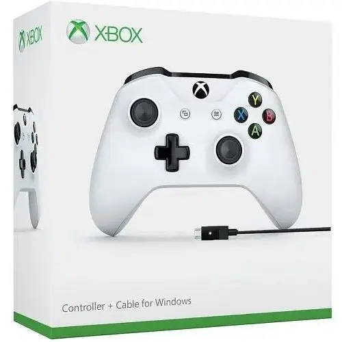 Microsoft Xbox One S Wireless Controller with Bluetooth (White) + USB Кабель для Windows