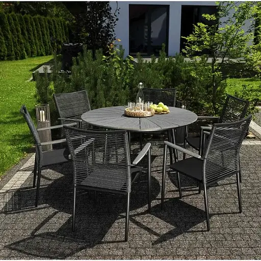Комплект садовой мебели Di Volio Arona 6+1 черный/серый - фото 2