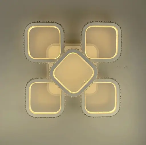 Стельова світлодіодна люстра в корпусі білого кольору з RGB підсвіткою | Арт. A 77073/4+1 RGB WT | Line F - фото 7