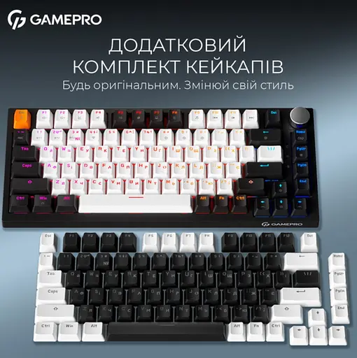 Клавиатура беспроводная игровая механическая GamePro MK-160-B Pro Black-White QLAB Orange Switches Hot-Swap - фото 6