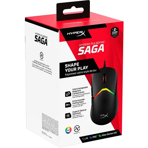 Миша HyperX Pulsefire SAGA RGB Black (A2PB3AA) - фото 7
