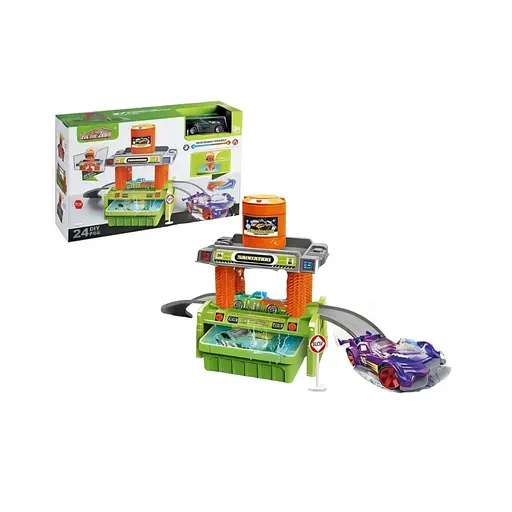 Автомойка с треком 660 S 103, меняющая цвет машинка, бак для воды, контейнер, аксессуары, наклейки - фото 2