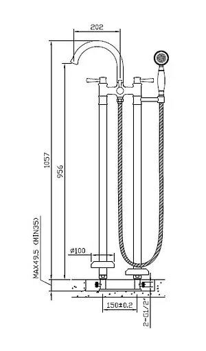 Змішувач для ванни Imprese Podzima Zrala ZMK02170806 Чорний - фото 2