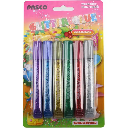 Клей с блестками 6 цветов/10 мл на блистере, F-019-04 Pasco (6924470301532) - фото 1