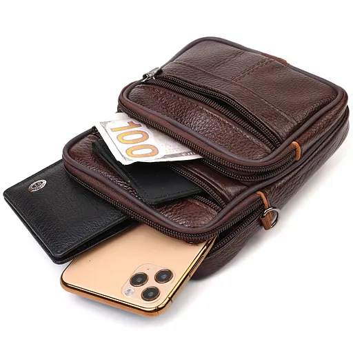 Сумка кожаная мужская Vintage 13,5х16х4 см sum0022668 - фото 4