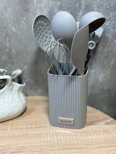 Набір кухонного приладдя Magio MG-1131 із підставкою 8 предметів Сірий - фото 2