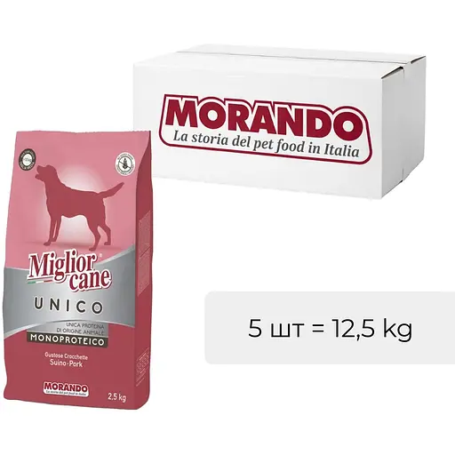 Сухий корм для собак Morando Migliorcane Unico свинина 12.5 кг (5 шт. х 2.5 кг) - фото 2