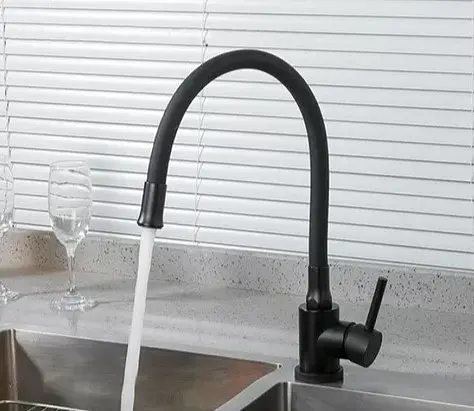 Змішувач для кухні Wezer з гнучким виливом EKO4E-01-BLACK - фото 2