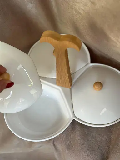 Менажница с крышками Lefard 944-006 столовый набор посуды 3 секции Белый - фото 3