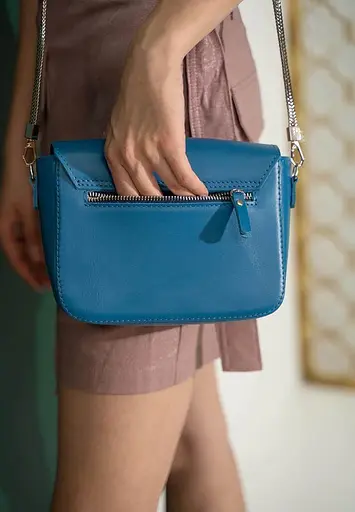 Жіноча шкіряна сумочка Yoko яскраво-синя - фото 3