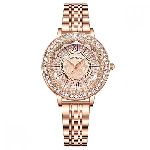 Жіночий наручний класичний годинник Crrju Miss (Золотистий)