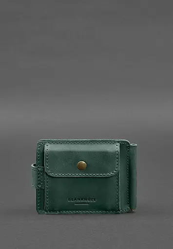 Кожаный портмоне 13.1 зажим с хлястиком Зеленый Crazy Horse - фото 9