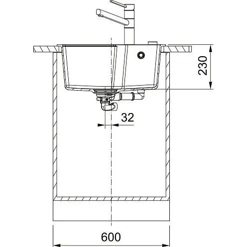 Кухонна мийка Franke Urban, фраграніт, прямокутник, без крил, 560х500х230мм, чаша - 1, врізна, UBG 610-56, сірий сланець - фото 3