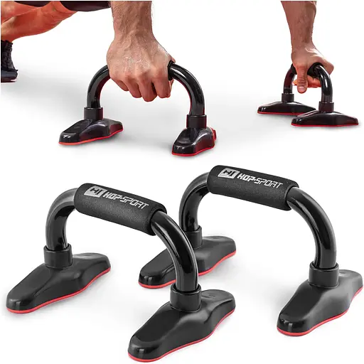 Упоры для отжиманий металлические Hop-Sport HS-M020PU черно-красные - фото 8