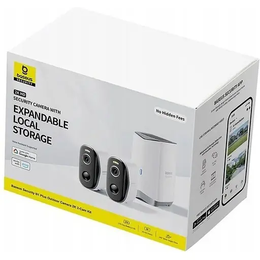 IP-камера видеонаблюдения Baseus Security N1 Plus Outdoor Camera 2K 2-Cam Kit White EU - фото 2