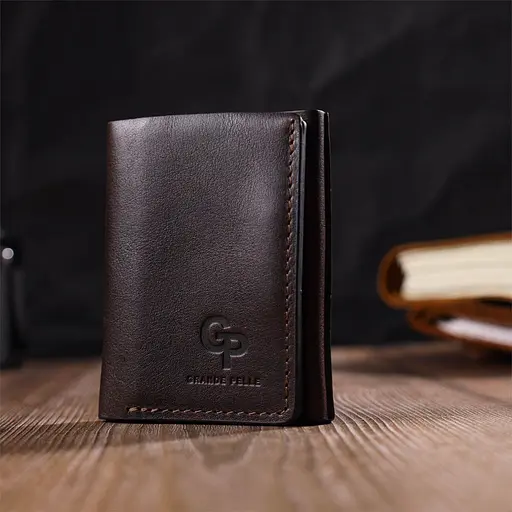Шкіряний чоловічий гаманець Grande Pelle 8х10х1.5 см acs0027529 - фото 6