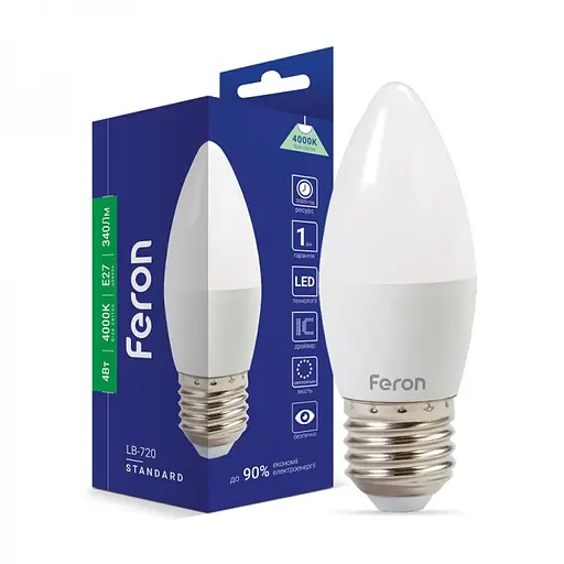 Лампа светодиодная Feron LB-720 C37 230V 4 Вт E27 4000K (25670)