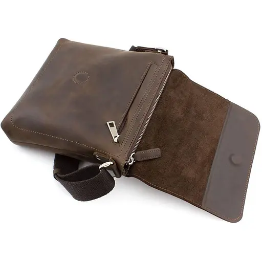 Чоловіча шкіряна сумка через плече GRANDE PELLE 22х22х5.5 см sum0025929 - фото 7