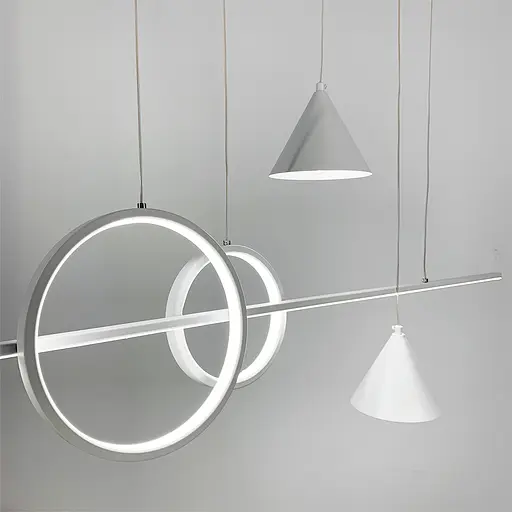 Видовжена біла LED люстра з 2 конусними плафонами Line.F Довжина 120 см - фото 4