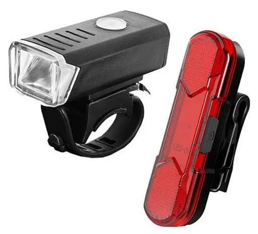 Вело набір фара передня та задня Hua Yu HY027 велосипедні ліхтарі габаритні мігалка стоп 1XPG 5SMD Micro-USB - фото 1