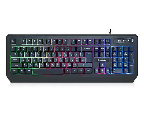 Клавиатура Real-El Comfort 7001 Backlit, черный, USB, мембранная, подсветка клавиш с регулировкой уровня яркости, 104 кнопки - фото 1