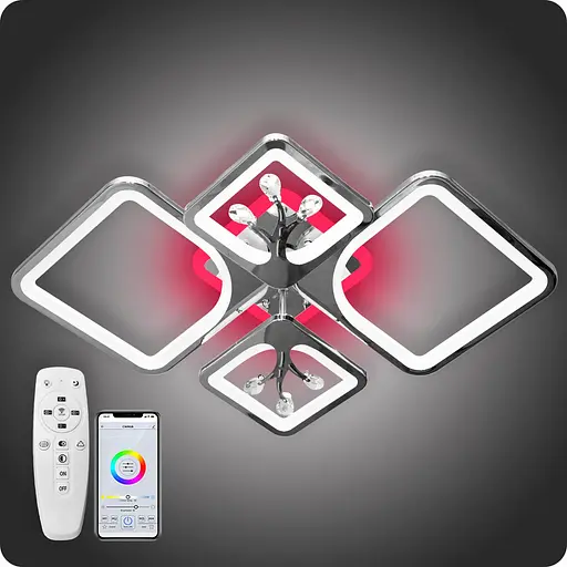 Люстра світлодіодна 517 Dlight 3color з пультом 100Вт Хром (01314) - фото 2