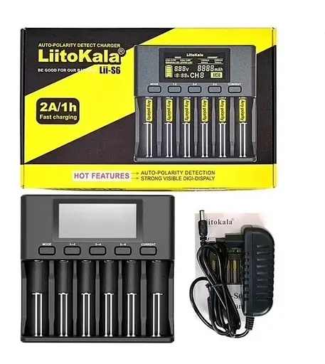 Универсальное зарядное устройство Liitokala Lii-S6 (6 каналов) с блоком питания - фото 6