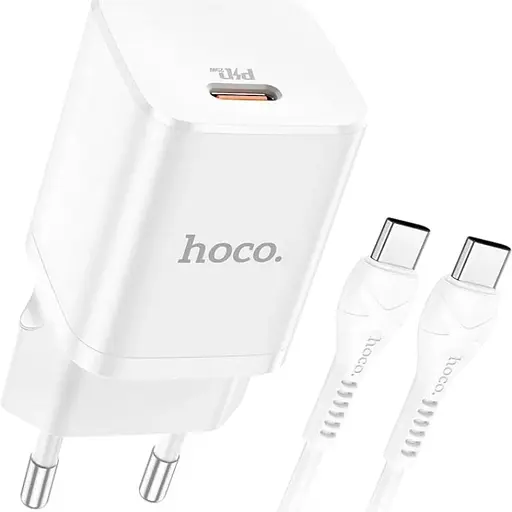 Сетевое зарядное устройство Hoco N19 Rigorous PD25W Type C to Type C Белый