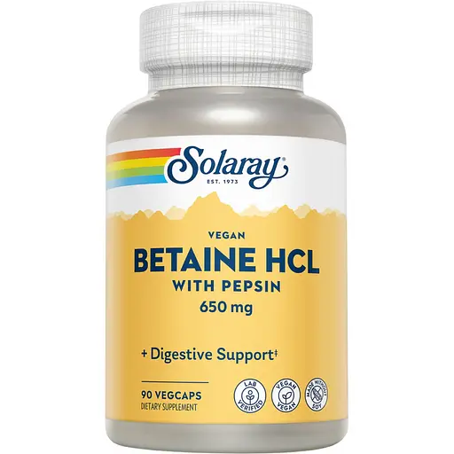 Амінокислота Solaray Betaine HCL 90 капсул