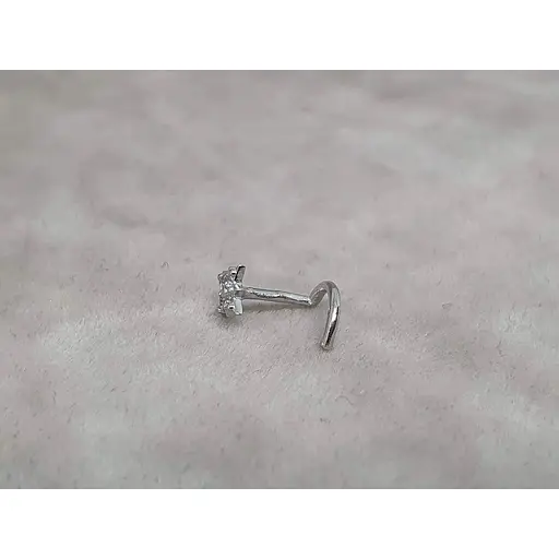 Золотая серьга-пирсинг Астор в нос с фианитами. 2182443Б - фото 3