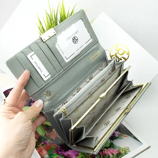 Кошелек женский кожаный Gregorio GS-100 классический серый - фото 4