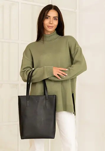 Шкіряний шоппер Nancy чорний - фото 8